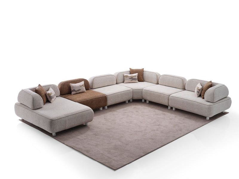 Mokka Sectional Sofa in Cream - 200-ELI-MOK-KRL 104-S