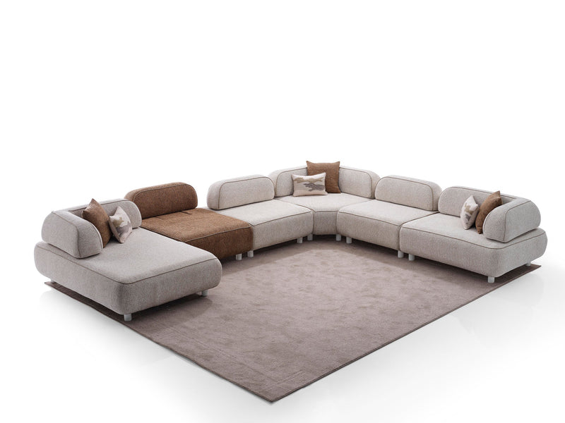 Mokka Sectional Sofa in Cream - 200-ELI-MOK-KRL 104-S