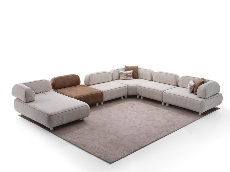 Mokka Sectional Sofa in Cream - 200-ELI-MOK-KRL 104-S