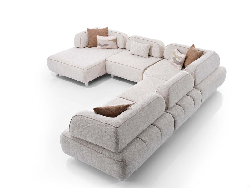 Mokka Sectional Sofa in Cream - 200-ELI-MOK-KRL 104-S