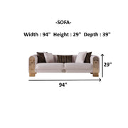 Monaco 3-pieces (Sofa & Loveseat & Chair) Livingroom Set Cream in Cream - 101-MON-LV925-321
