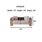 Monaco 3-pieces (Sofa & Loveseat & Chair) Livingroom Set Cream in Cream - 101-MON-LV925-321