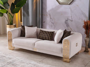 Monaco 3-pieces (Sofa & Loveseat & Chair) Livingroom Set Cream in Cream - 101-MON-LV925-321