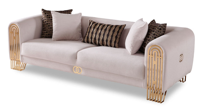 Monaco 3-pieces (Sofa & Loveseat & Chair) Livingroom Set Cream in Cream - 101-MON-LV925-321