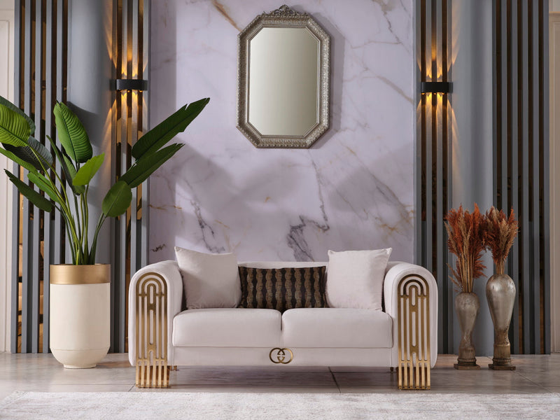 Monaco 3-pieces (Sofa & Loveseat & Chair) Livingroom Set Cream in Cream - 101-MON-LV925-321