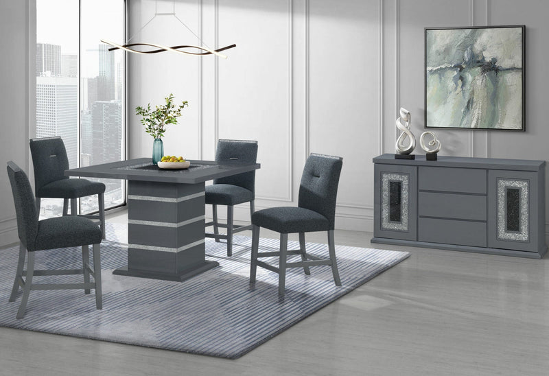 Monaco Dark Grey Bar Table And 4 Monaco Dark Grey Bar Stools - MONACO-BT-DARK GREY+MONACO-BS-DARK GREY