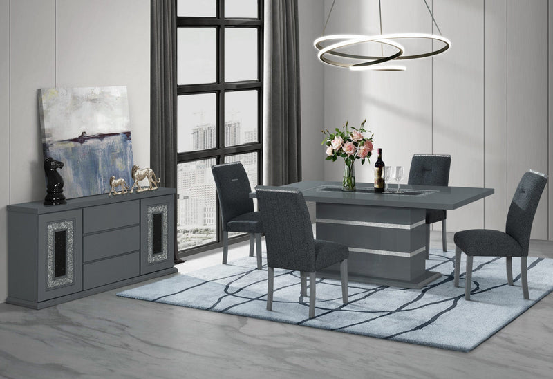 Monaco Dark Grey Dining Table And 4 Monaco Dark Grey Dining Chairs - MONACO-DT-DARK GREY+MONACO-DC-DARK GREY