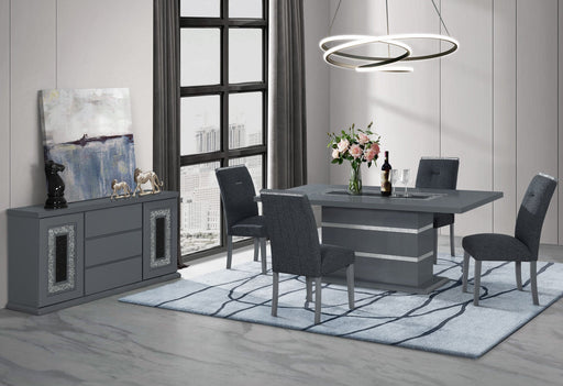 Monaco Dark Grey Dining Table And 8 Monaco Dark Grey Dining Chairs - MONACO-DT-DARK GREY+MONACO-DC-DARK GREY 9PC