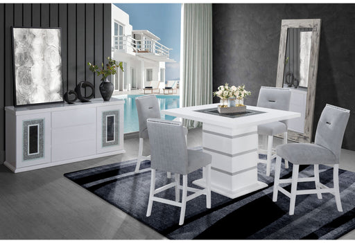 Monaco White Bar Table + 6 Monaco Bs-N - MONACO-WHITE-BT+MONACO-BS-N 7PC