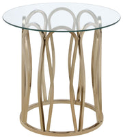 Monett Round Glass Top Side End Table Chocolate Chrome - 708057
