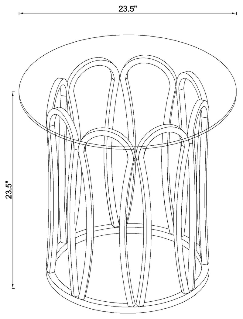 Monett Round Glass Top Side End Table Chocolate Chrome - 708057