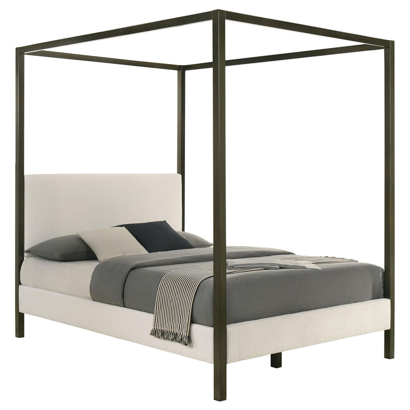 Monroe Upholstered Queen Canopy Bed Vanilla - 300834Q