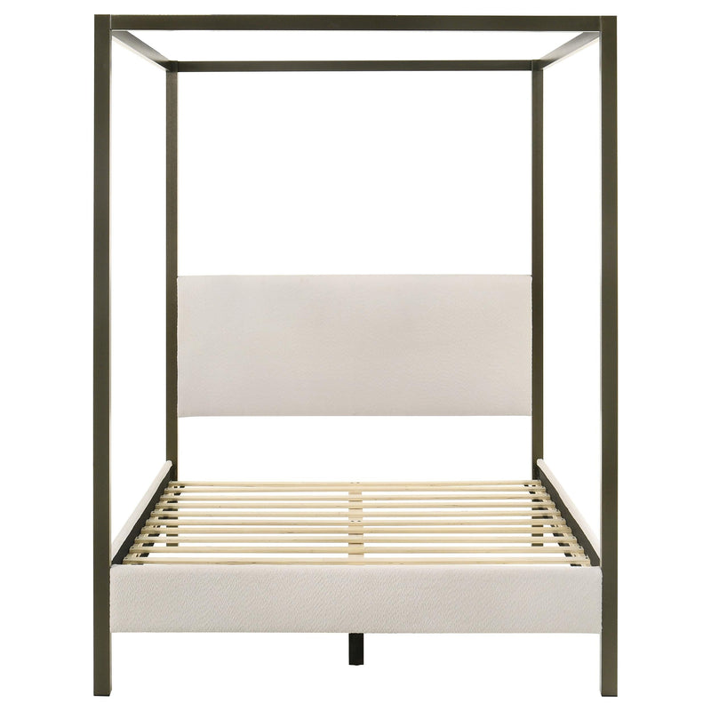 Monroe Upholstered Queen Canopy Bed Vanilla - 300834Q