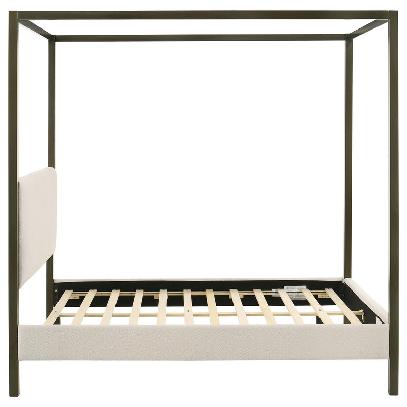 Monroe Upholstered Queen Canopy Bed Vanilla - 300834Q