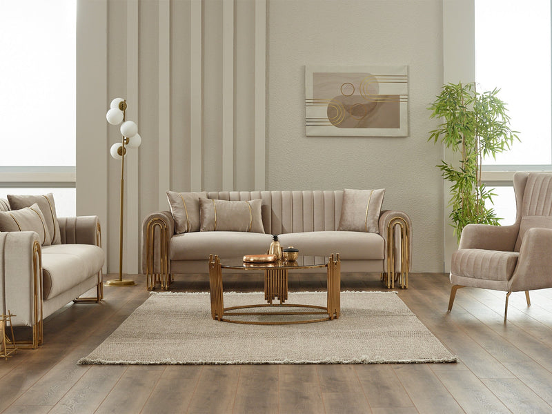 Montana Convertible Loveseat in Beige - 200-SIM-MON-VELVET260-2