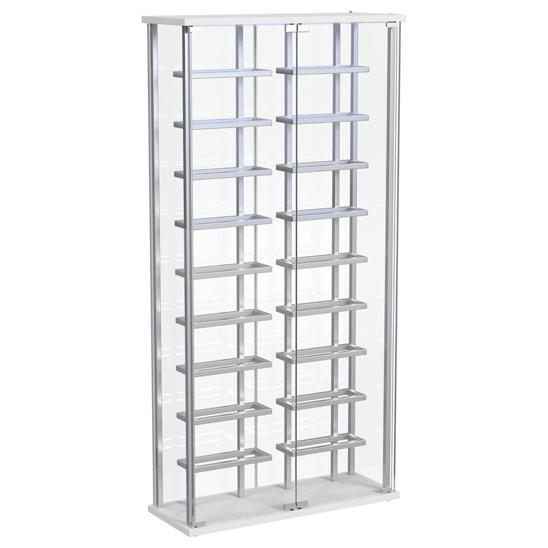Montara Tempered Glass Wine Storage LED Curio Cabinet Chrome - 182037