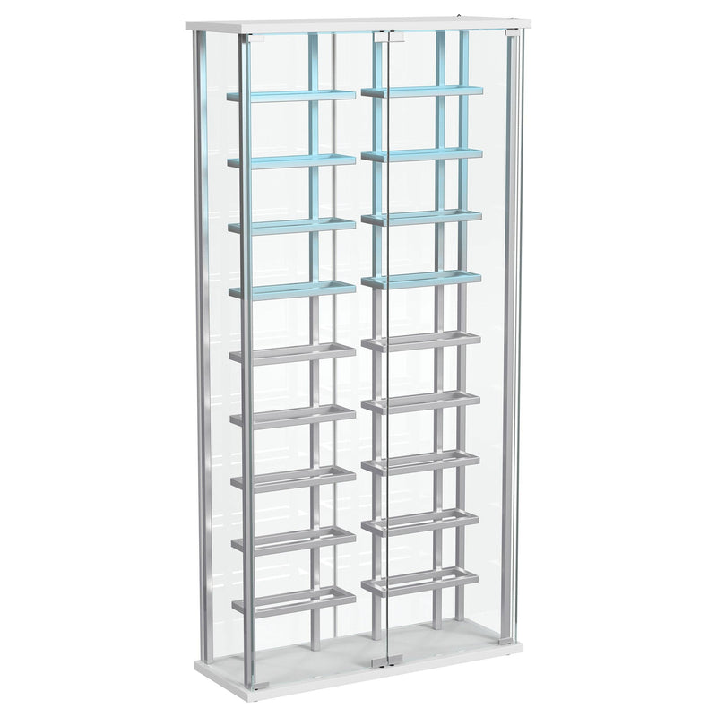 Montara Tempered Glass Wine Storage LED Curio Cabinet Chrome - 182037