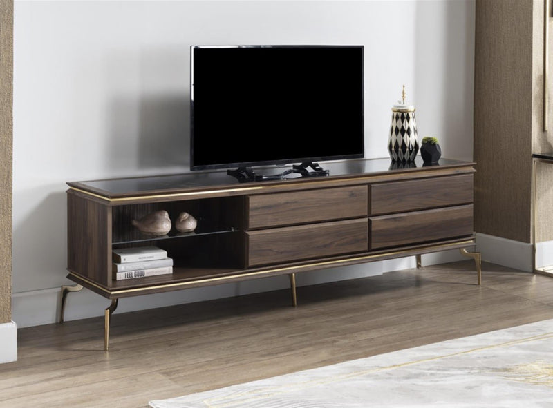 Montego Tv Stand (Montego Walnut/Car.Marb)..6 Pieces - DMV FurnitureTV Stand