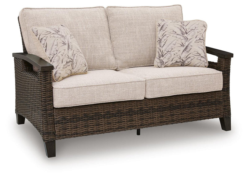 Monterey Point Outdoor Sofa and Loveseat in Dark Brown - PKG024579