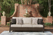 Monterey Point Outdoor Sofa and Loveseat with Coffee Table in Dark Brown - PKG024580