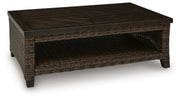 Monterey Point Outdoor Sofa and Loveseat with Coffee Table in Dark Brown - PKG024580