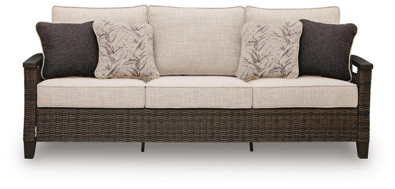 Monterey Point Outdoor Sofa with 2 Lounge Chairs in Dark Brown - PKG024581