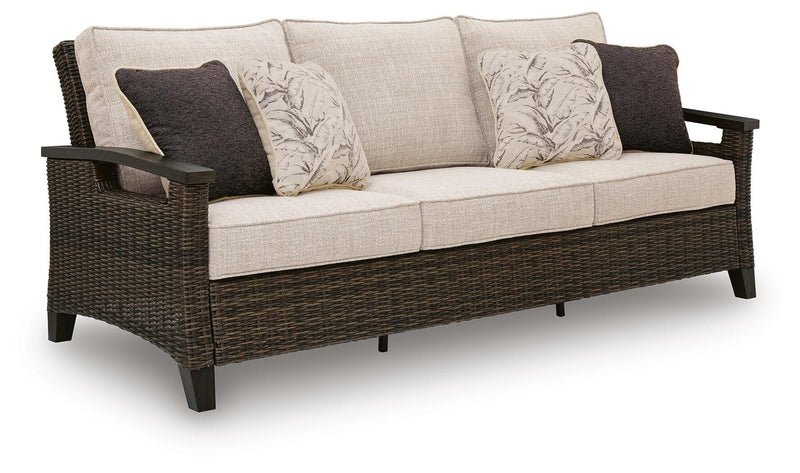 Monterey Point Outdoor Sofa with 2 Lounge Chairs in Dark Brown - PKG024581