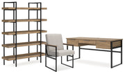 Montia Home Office Desk with Chair and Storage in Light Brown - PKG018523