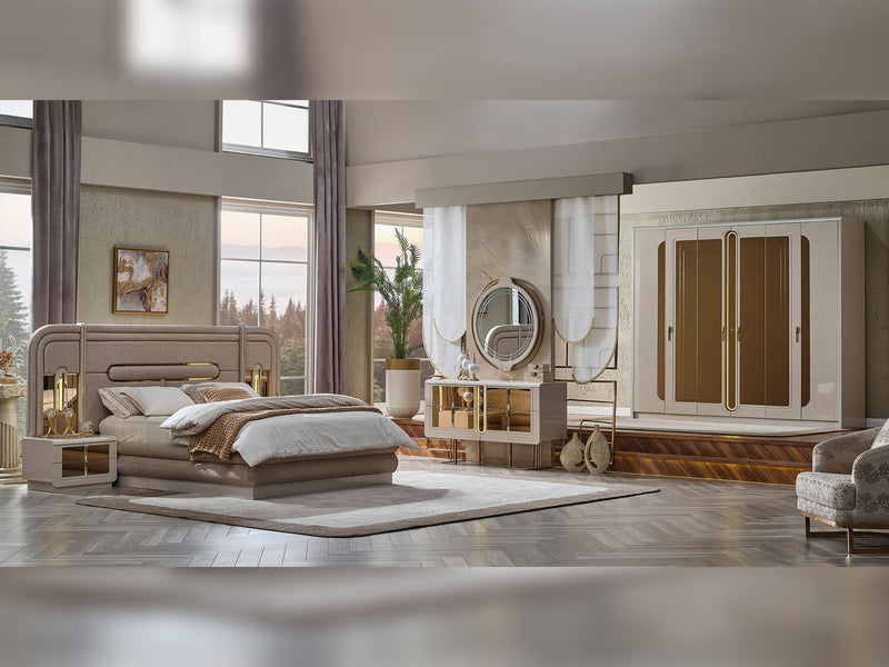Monza Bedroom (Queen Frame With Headboard & Dresser With Mirror & 2 Nightstand) - 120-MON-SET