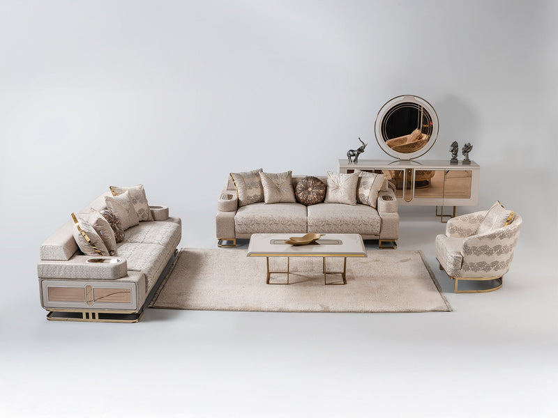 Monza Convertible Loveseat Cream in Cream - 101-MON-MON01-2