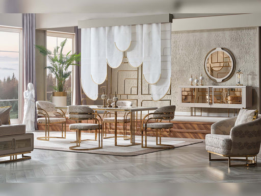 Monza Diningroom (Consol With Mirror & Dining Table & 6 Dining Chair) - 115-MON-DT-6-SET