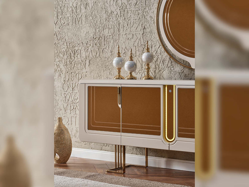 Monza Diningroom (Consol With Mirror & Dining Table & 6 Dining Chair) - 115-MON-DT-6-SET