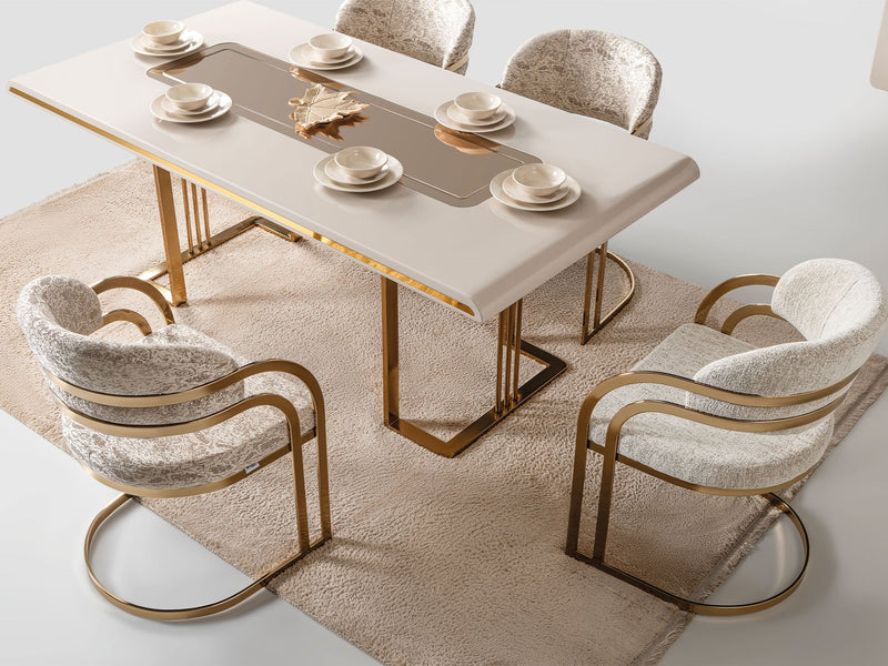 Monza Diningroom (Consol With Mirror & Dining Table & 6 Dining Chair) - 115-MON-DT-6-SET