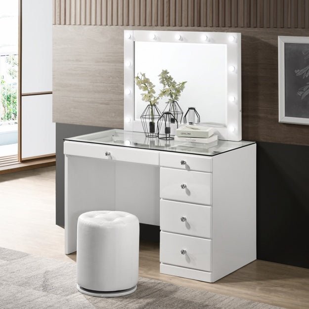 Morgan Round Swivel Stool White - DMV Furniture
