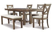 Moriville Beige Dining Table and 4 Chairs and Bench - DMV FurnitureDining Room Set
