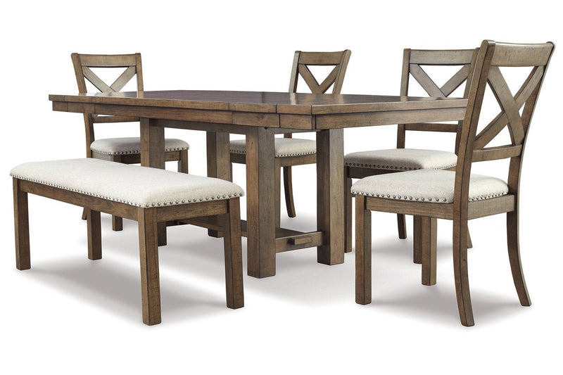 Moriville Beige Dining Table and 4 Chairs and Bench - DMV FurnitureDining Room Set