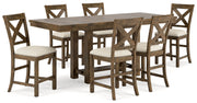 Moriville Counter Height Dining Table and 6 Barstools in Grayish Brown - PKG014920