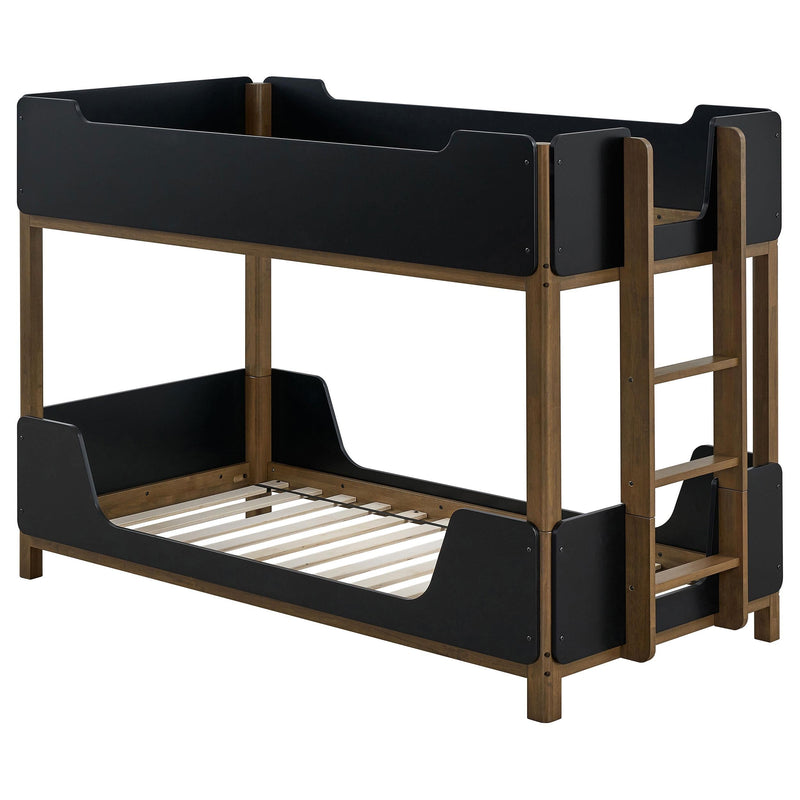 Morris Twin Over Twin Wood Bunk Bed Black and Walnut - 460369