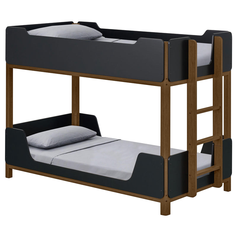 Morris Twin Over Twin Wood Bunk Bed Black and Walnut - 460369