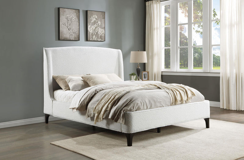 Mosby Upholstered Queen Wingback Bed Snow - 306020Q