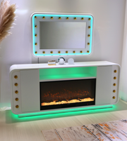 MR1037 WHITE AND GOLD 48X32X3 INCHES WALL MIRROR WITH LED COLOR CHANGING OPTIONS - 210000007883