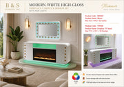 MR1037 WHITE AND GOLD 48X32X3 INCHES WALL MIRROR WITH LED COLOR CHANGING OPTIONS - 210000007883