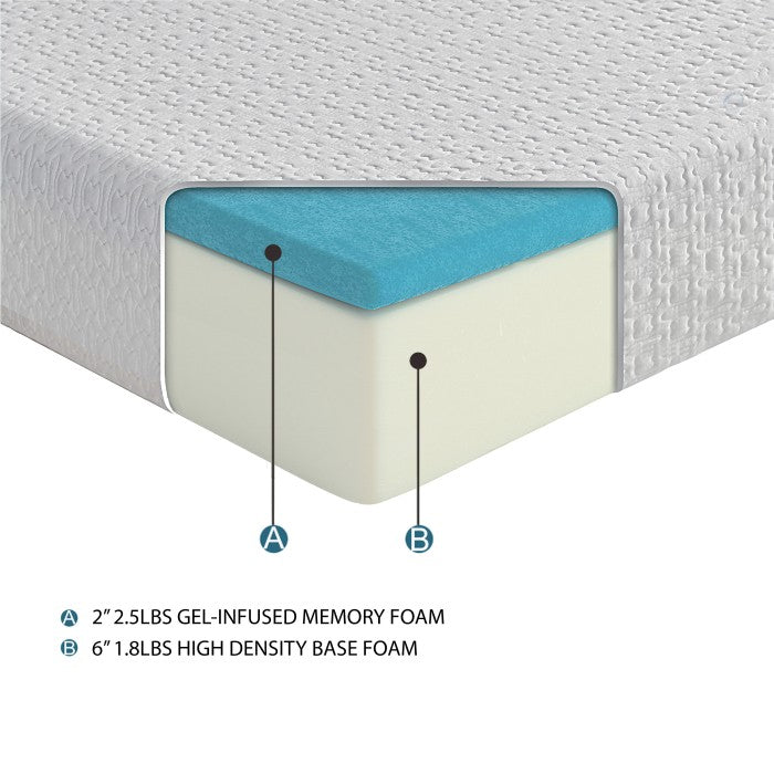MT-G08T 8" Twin Gel-Infused Memory Foam Mattress - MT-G08T