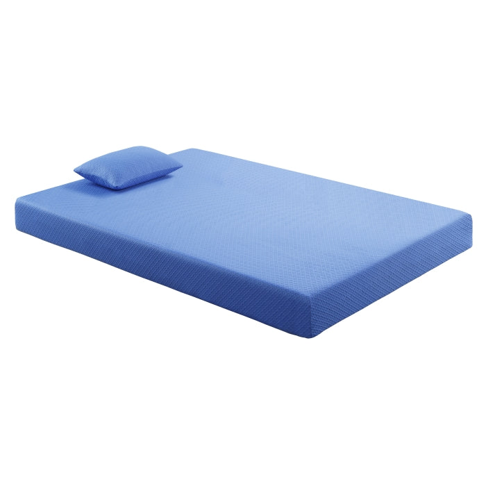 MT-PG07BLF 7" Blue Full Gel-Infused Memory Foam Mattress and Pillow Set - MT-PG07BLF