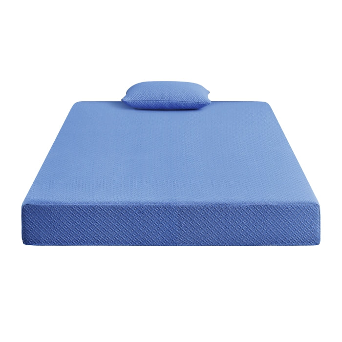 MT-PG07BLF 7" Blue Full Gel-Infused Memory Foam Mattress and Pillow Set - MT-PG07BLF
