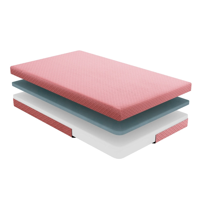 MT-PG07PKT 7" Pink Twin Gel-Infused Memory Foam Mattress and Pillow Set - MT-PG07PKT