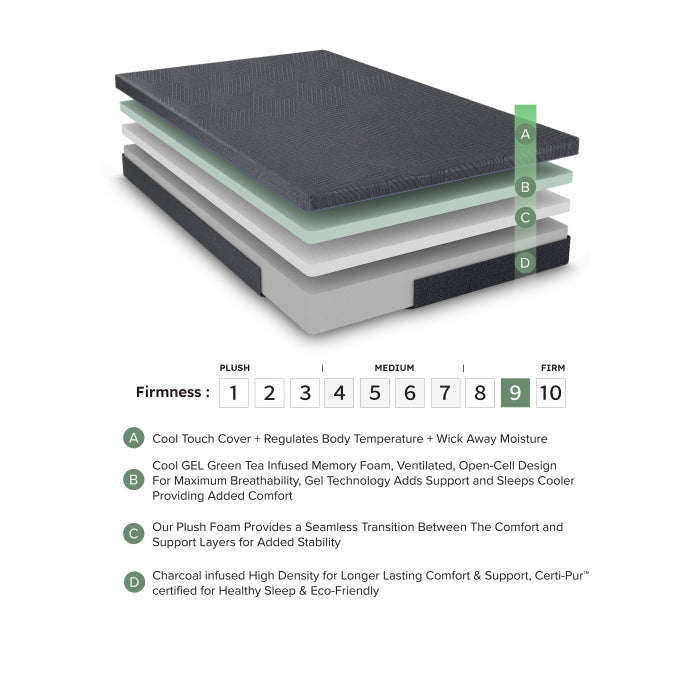 MT-UNG11CK 11" California King Green Tea Gel-Infused Memory Foam Mattress - MT-UNG11CK