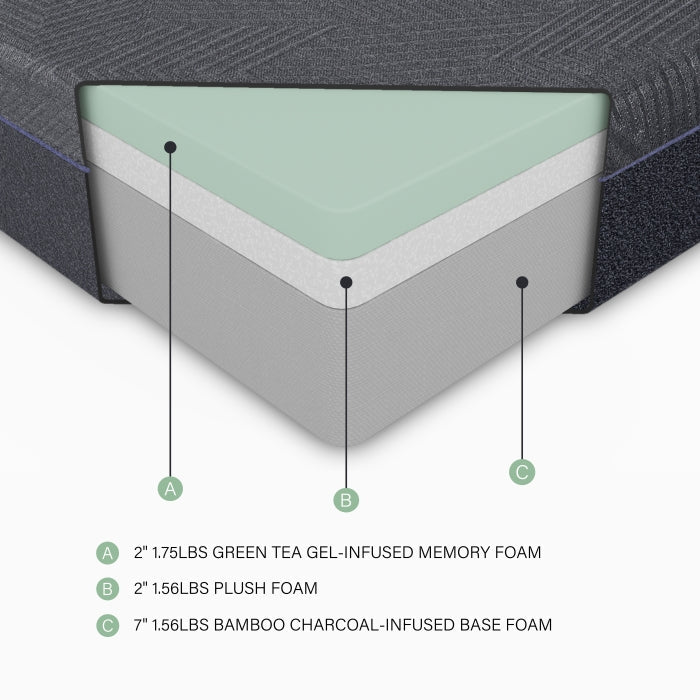 MT-UNG11CK 11" California King Green Tea Gel-Infused Memory Foam Mattress - MT-UNG11CK