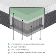 MT-UNH12EK 12" Eastern King Green Tea Gel-Infused Memory Foam Hybrid Mattress - MT-UNH12EK