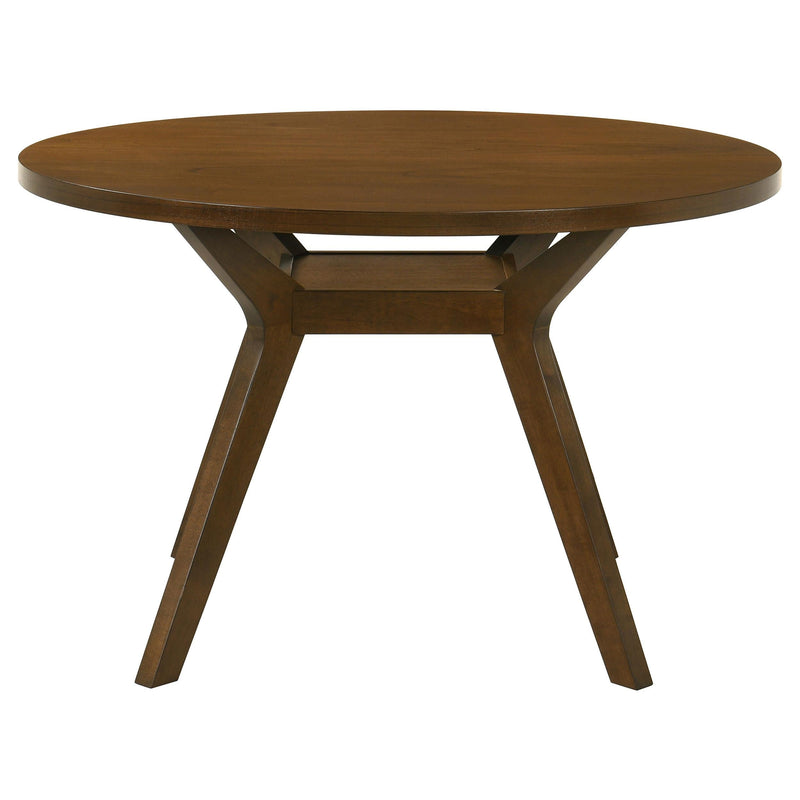 Mueller 48-inch Round Mindi Veneer Dining Table Brown - 193580